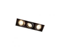 QAZQA + Faretto da incasso oneon trimless - Design - Acciaio - Nero - Allungato Max. 3 x Watt