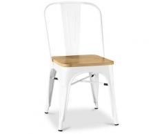 Sedia Tolix Quadrati in Legno Pauchard Style - Metallo Bianco