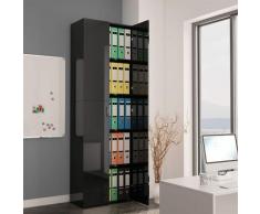 Armadio per Ufficio Nero Lucido 60x32x190 cm in Truciolato