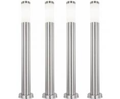 Set di 4 lampade da esterno a LED RGB CONTROLLO REMOTO Supporto Stand Pilastri in acciaio