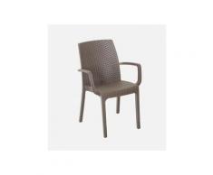 Sedia poltrona indiana in simil rattan per esterno e interno set 2 pezzi CAFFÈ (Caffè - Set 2 pz)