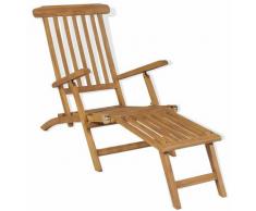 Sedia da Esterno con Poggiapiedi in Massello di Teak