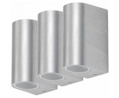 Etc-shop - Set di 3 applique da parete a LED per esterni ALU Up Down Faretti Faretti Lampade da