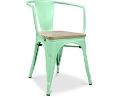 Sedia con braccioli stile Tolix - Metallo e legno chiaro Menta