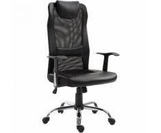 Sedia Da Ufficio Presidenziale Ergonomica In Rete E Ecopelle Altezza Regolabile Nera Fadami
