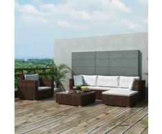 YOUTHUP Set Divani da Giardino 6 pz con Cuscini in Polyrattan Marrone - Marrone