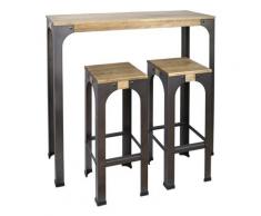 Ds Muebles - Lotto con Tavolo da bar e due sgabelli Bristol stile industriale vintage
