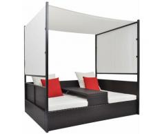 YOUTHUP Lettino da Giardino con Tetto Marrone 190x130 cm in Polyrattan - Marrone