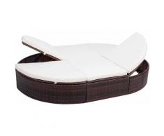 YOUTHUP Lettino Prendisole da Giardino con Cuscino Polyrattan Marrone - Marrone