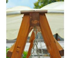 Outsunny Dondolo da Giardino a 3 Posti in Legno di Pino con Tettuccio Parasole, Bianco