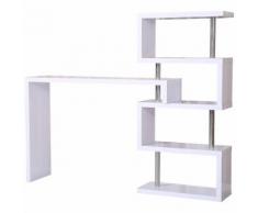 Tavolo Bancone Bar con Scaffale a 4 Ripiani, Bianco, 150x80x164.5cm