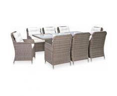 vidaXL Set da Pranzo da Giardino 9 pz in Polyrattan Marrone - Marrone