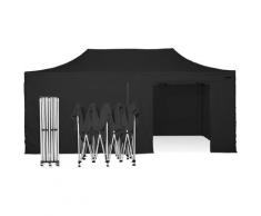 Gazebo automatico rapido 3x6 in acciaio gambo 40mm con laterali pieghevole - NERO