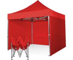 Gazebo 3x3 ultraresistente pieghevole in alluminio con laterali. - ROSSO