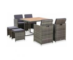 Set da Pranzo da Giardino 5 pz Polyrattan e Acacia Antracite