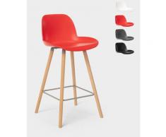 Sgabello per bar e cucina gambe in legno design eiffel e schienale Burj 65 cm | Rosso
