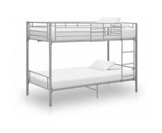 vidaXL Letto a Castello in Metallo 90x200 cm Grigio - Grigio