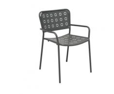 Sedia in metallo con braccioli, impilabile, per giardino, Grigio antracite