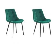 Set di 2 sedie da pranzo in velluto verde MELROSE
