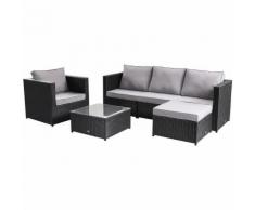 Salotto da giardino in resina intrecciata Monaco - Buffalo - Nero