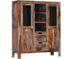 Credenza Grigia 118x40x140 cm in Legno Massello Sheesham