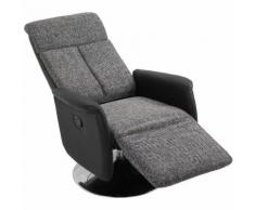 Homcom Poltrona Relax Manuale con Schienale Reclinabile Lino Grigio e Similpelle Nera