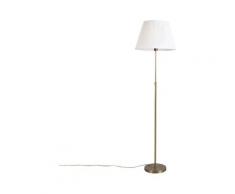 QAZQA Lampada da terra con paralume parte fl - Rustico - Acciaio,Tessuto - Crema/Bronzo