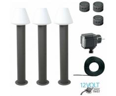 Luxform Paletto Luminoso Melville 3 pz 12 V 60 cm Antracite 89326