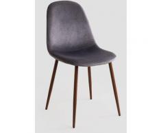 Sedia in Velluto Glamm Grigio Scuro Legno scuro - Legno scuro Grigio Scuro - Sklum