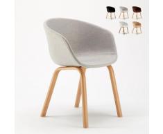 Sedia in Metallo Legno Tessuto per Cucina Bar Scandinavo KOMODA | Grigio