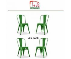 SEDIA IN METALLO STILE INDUSTRIALE TIPO TOLIX COLORE VERDE LUCIDO CONF. 4pz