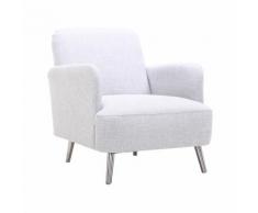 Miliboo - Poltrona design grigio perla e piedi metallo BART