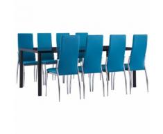 Set Sala da Pranzo 9 pz in Similpelle Blu