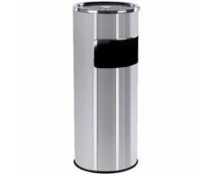 30L Pattumiera Bidone Gettacarte Cestino Posacenere da Terra in Acciaio Inossidabile 60.5 x 24.5cm