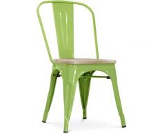 Sedia stile Tolix - Metallo e legno chiaro Verde chiaro