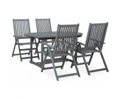 Set Pranzo da Giardino 5 pz in Legno Massello di Acacia Grigio - Grigio - Youthup