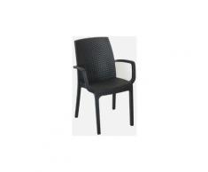 Sedia poltrona indiana in simil rattan per esterno interno set 4 pezzi ANTRACITE (Antracite - Set 4