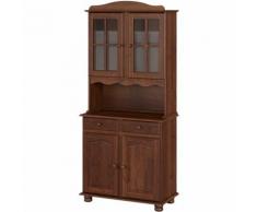 Links credenza vetrina 2 ante in pino massello aosta finitura noce 88x32-43x198h, - Interlink