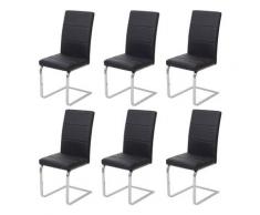 Set 6x sedie sala da pranzo design moderno HWC-F27 struttura a slitta ecopelle nero