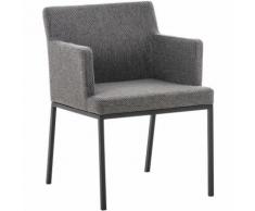 Sedia Pranzo Moderna Richardson In Tessuto Grigio titanio Metallo nero opaco
