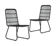 Sedie da Giardino 2 pz in Polyrattan Nere