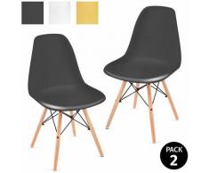 Pack 2 sedie per sala da pranzo design nordico soggiorno terrazza camera da letto nero