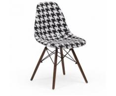 Sedia Brich Scand Tappezzata Pied de Poule Nero Legno Poliestere - Sklum