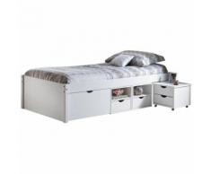 Letto till +vani contenitore+comodino 96x209x47,5h pino massello verniciato - Inter Link