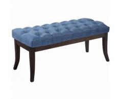 Panca design RAMSES in legno scuro antico e tessuto Blu 100 cm