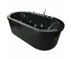 Vasca Da Bagno Idromassaggio 185x95 Cm Freestanding Cancun Nera - Carnelli