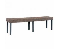 vidaXL Panca 160 cm Grigia in Rattan Naturale Kubu e Massello di Mango