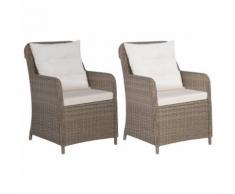 vidaXL Sedie da Esterno con Cuscini 2 pz in Polyrattan Marrone
