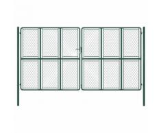 vidaXL Cancello di Recinzione per Giardino in Acciaio 400x175 cm Verde
