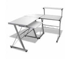 vidaXL Tavolo Scrivania per Computer con Ripiano Estraibile a L Bianco